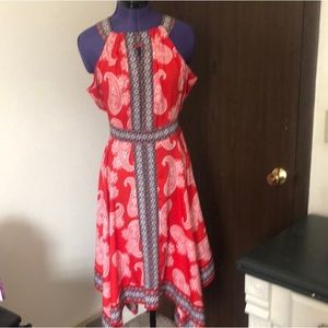 Fun flirty red, white, black halter dress